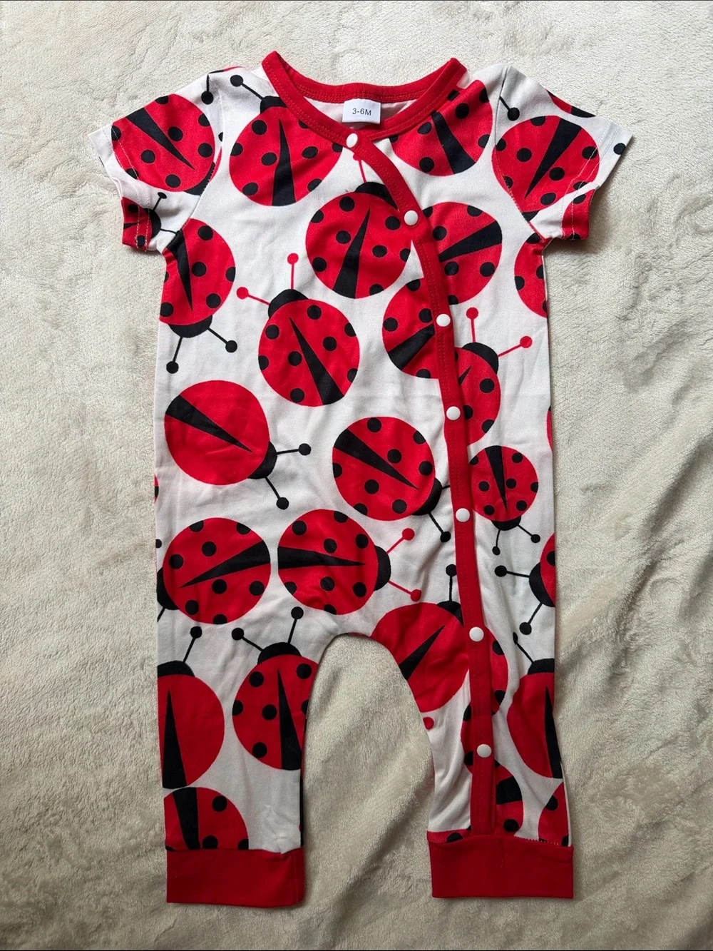 Red and White Ladybug Baby Onesie and Outfit  Bundle